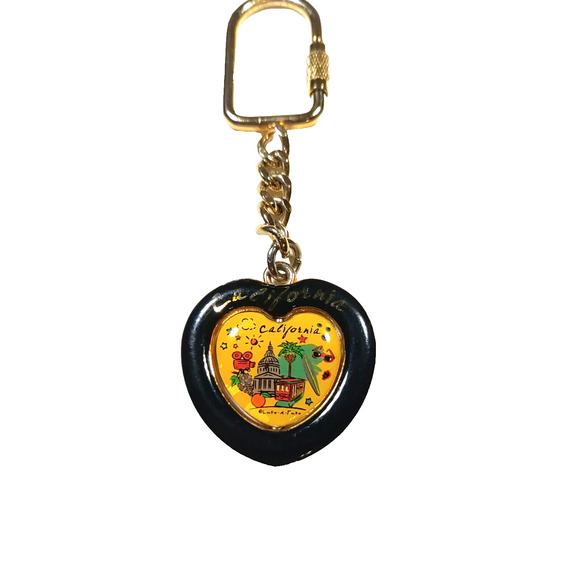 California Spinner Keychain Metal Yellow Gold Tone Heart - Picture 7 of 7